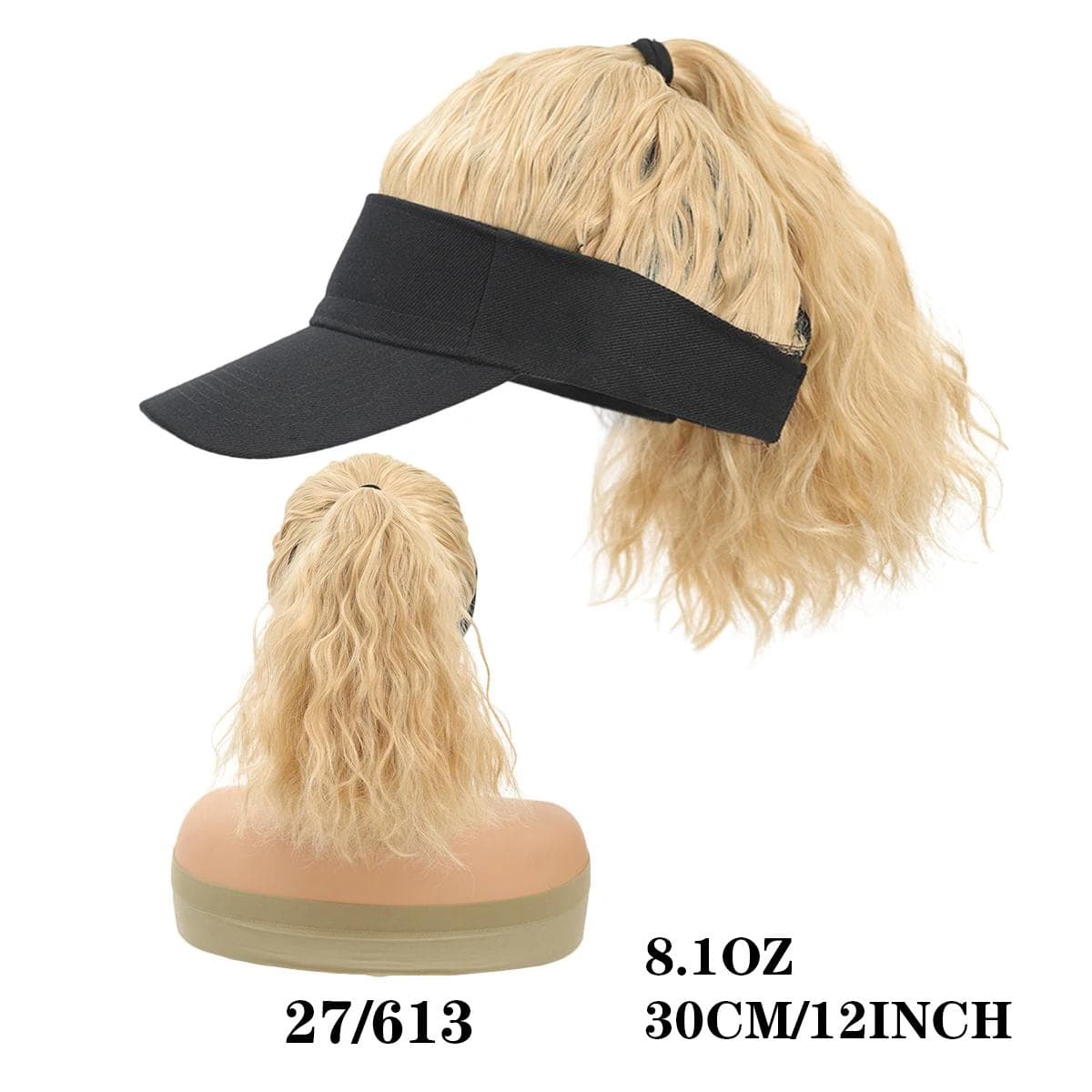 Adjustable Women’s Baseball Hat Wig with Curly Ponytail Sporty Stylish Synthetic Cap for All Hair Extensions