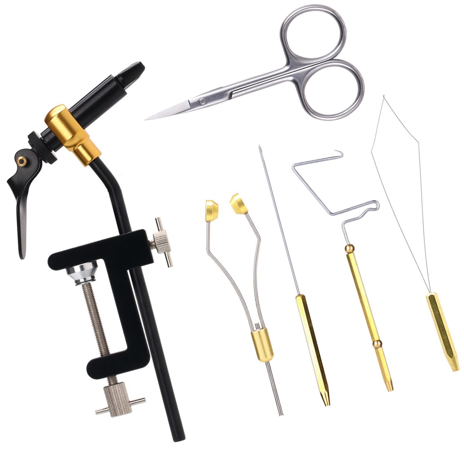 6pcs Fly Tying Kit Fly Tying Vise Whip Finisher Fly Tying Threader Fly Tying Bobbin Fly Tying