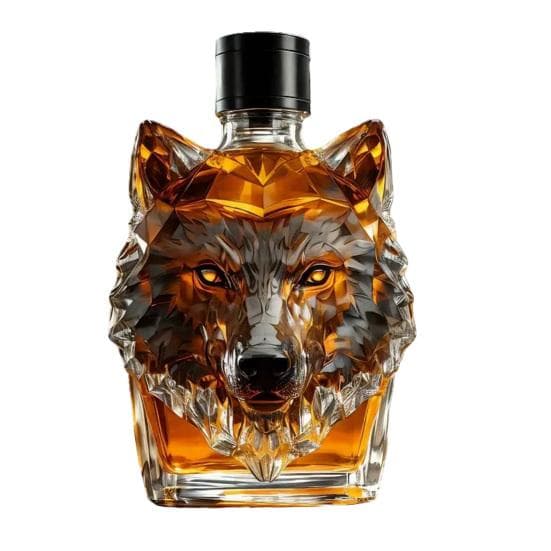 300ml Whiskey Bottle Decanter Wolf Head Shape High Borosilicate Glass Wine Bottle Leak-Proof Seal Wolf
