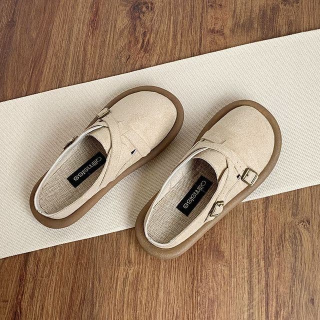 Women Shoes Summer Soft Sole Anti-Slippery Breathable Fashion All-match Outside Shoes for Women Solid Buckle Flat 36 beige