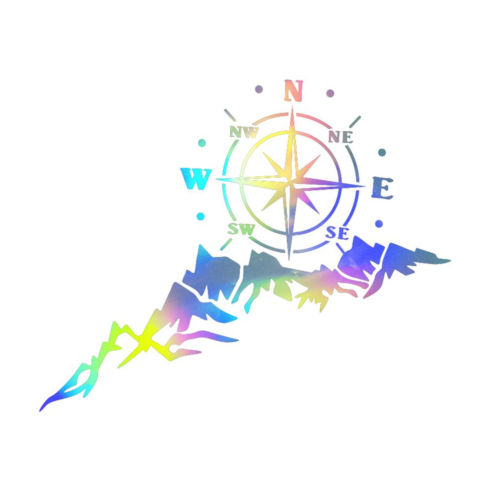 1PCS Car Sticker Mountains Compass Navigate Style Colorful Car Truck Sticker Decal Auto Fashion multicolour