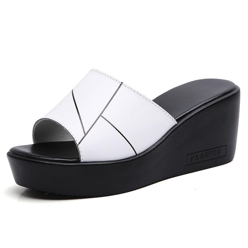 Women's Lightweight Slip-on Slippers Comfort Platform Open Toe Sandals Fashion Solid Color Casual Walking Shoes Summer Beach Shoes 35 white
