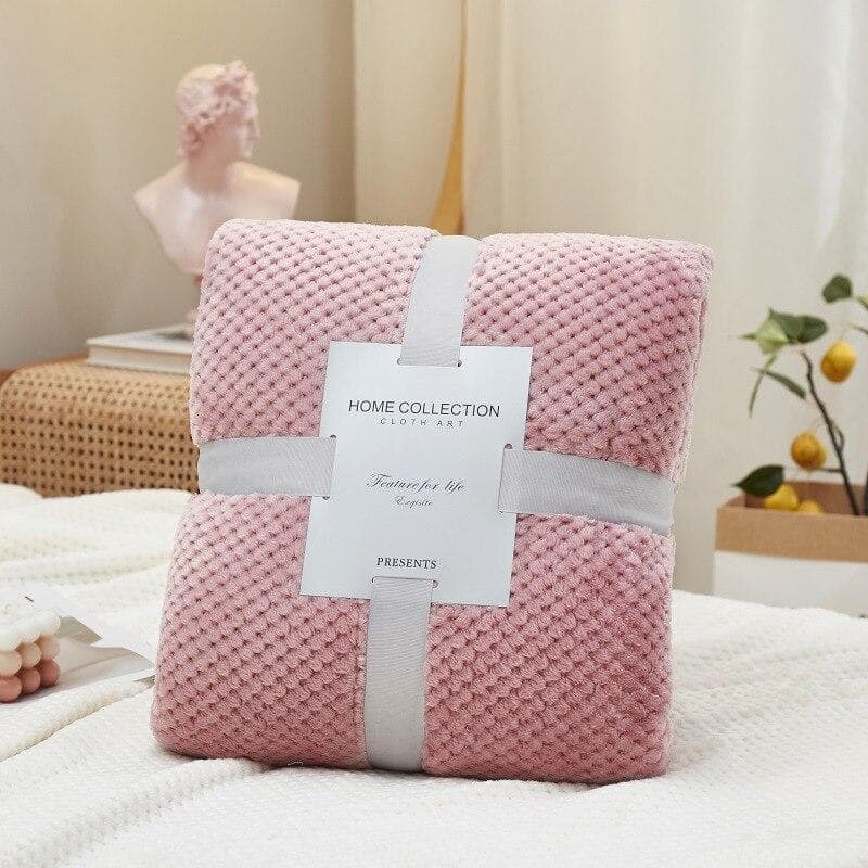 Soft Warm Flannel Blankets For Beds Solid Pink Blue Coral Fleece Mink Throw Sofa Cover Bedspread Fluffy Plaid Blankets 70x100cm purple/pink