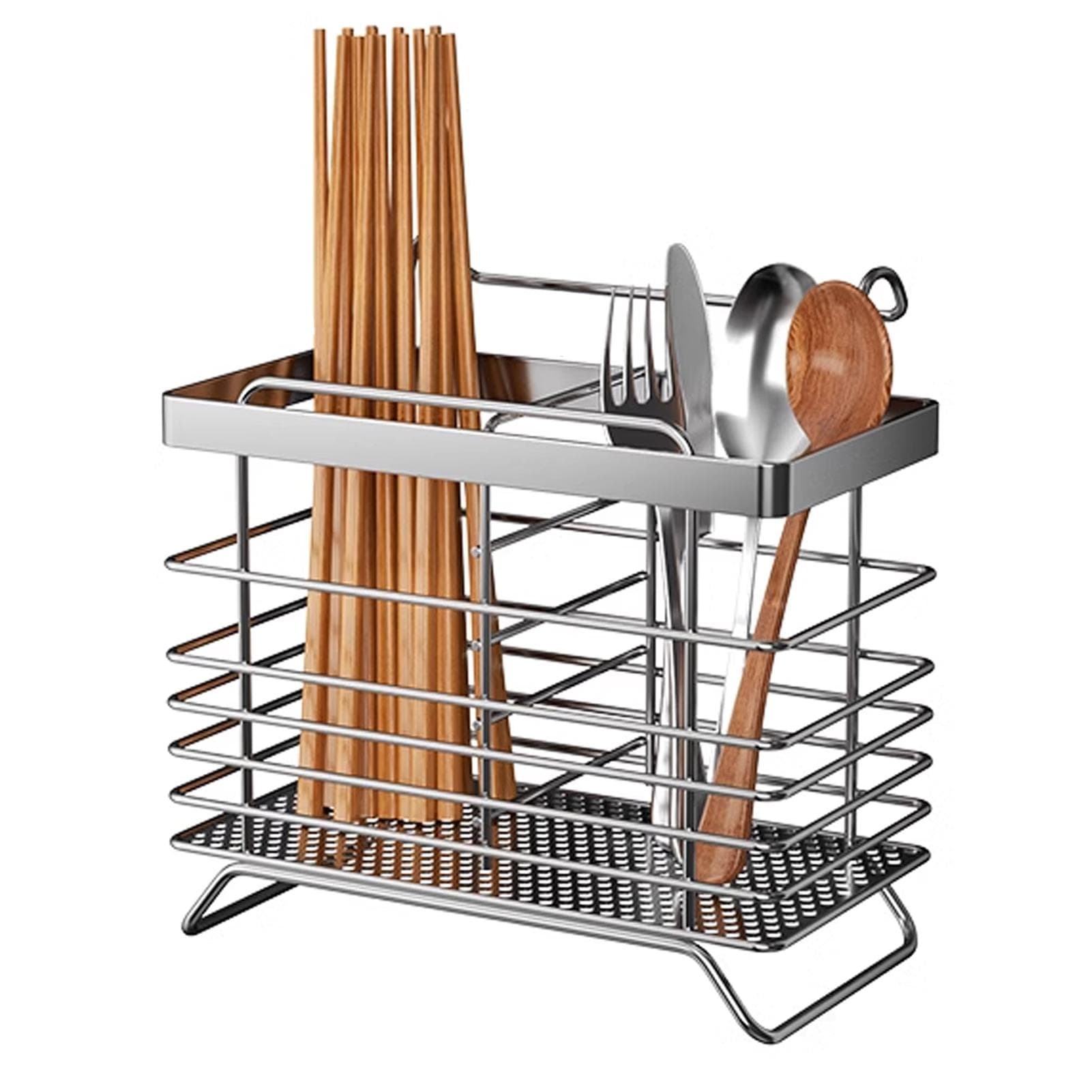 Wall Mounted Chopstick Cage Kitchen Utensil Drying Holder Stainless Steel Cutlery Container for