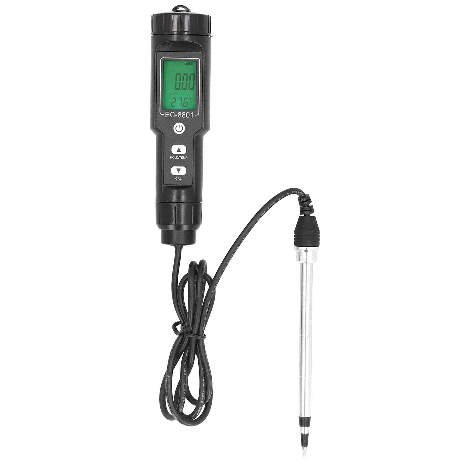 Soil EC Temperature Tester with Backlight Portable Conductivity Meter Hydroponics Agriculture