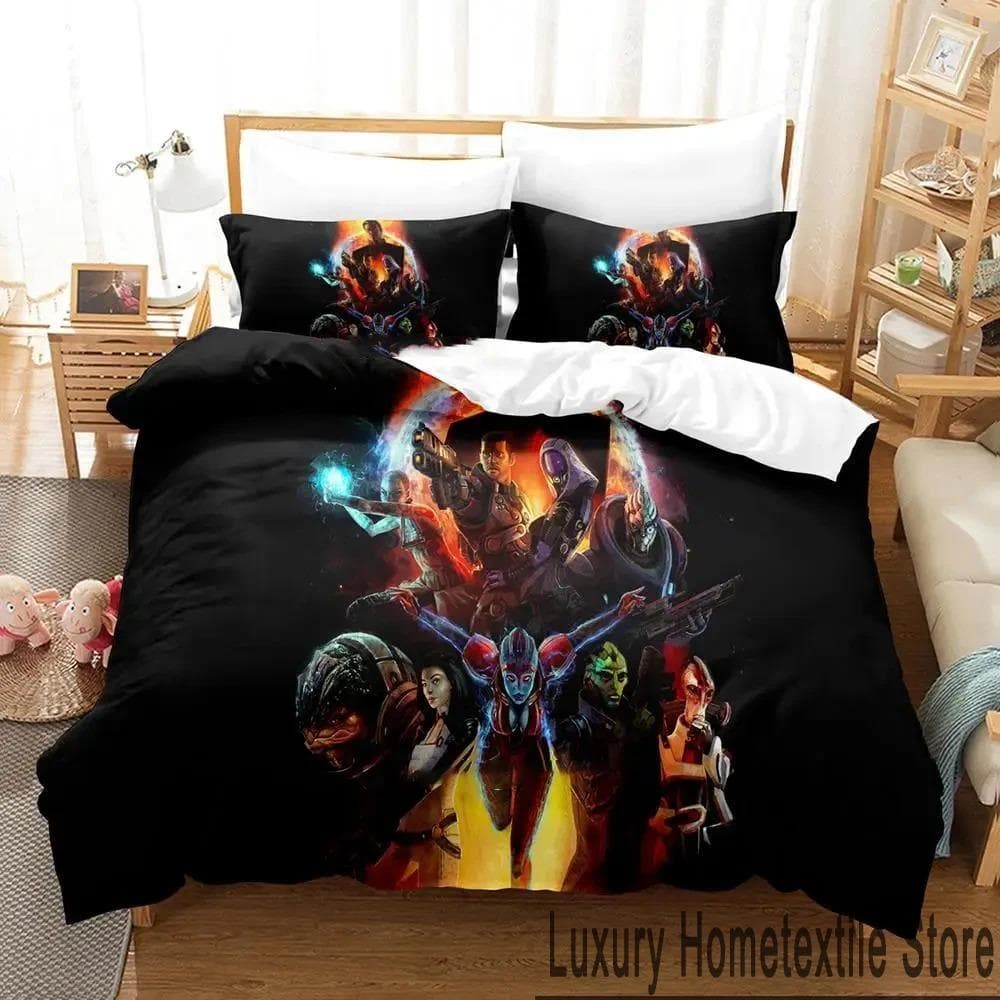 3D Print Game Mass Effec Bedding Set Boys Girls Twin Queen King Size Duvet Cover Pillowcase Bed boys Adult Home Textileextile 70x133cm 2pcs