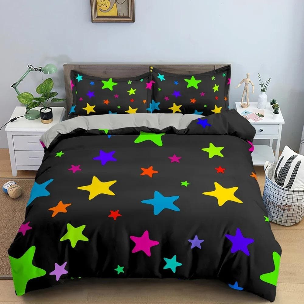 Star Pattern Duvet Cover Colorful Stars Print Quilt Covers For Bedroom Single Twin Queen King Bedding Set Home Decor 70x133cm 2pcs