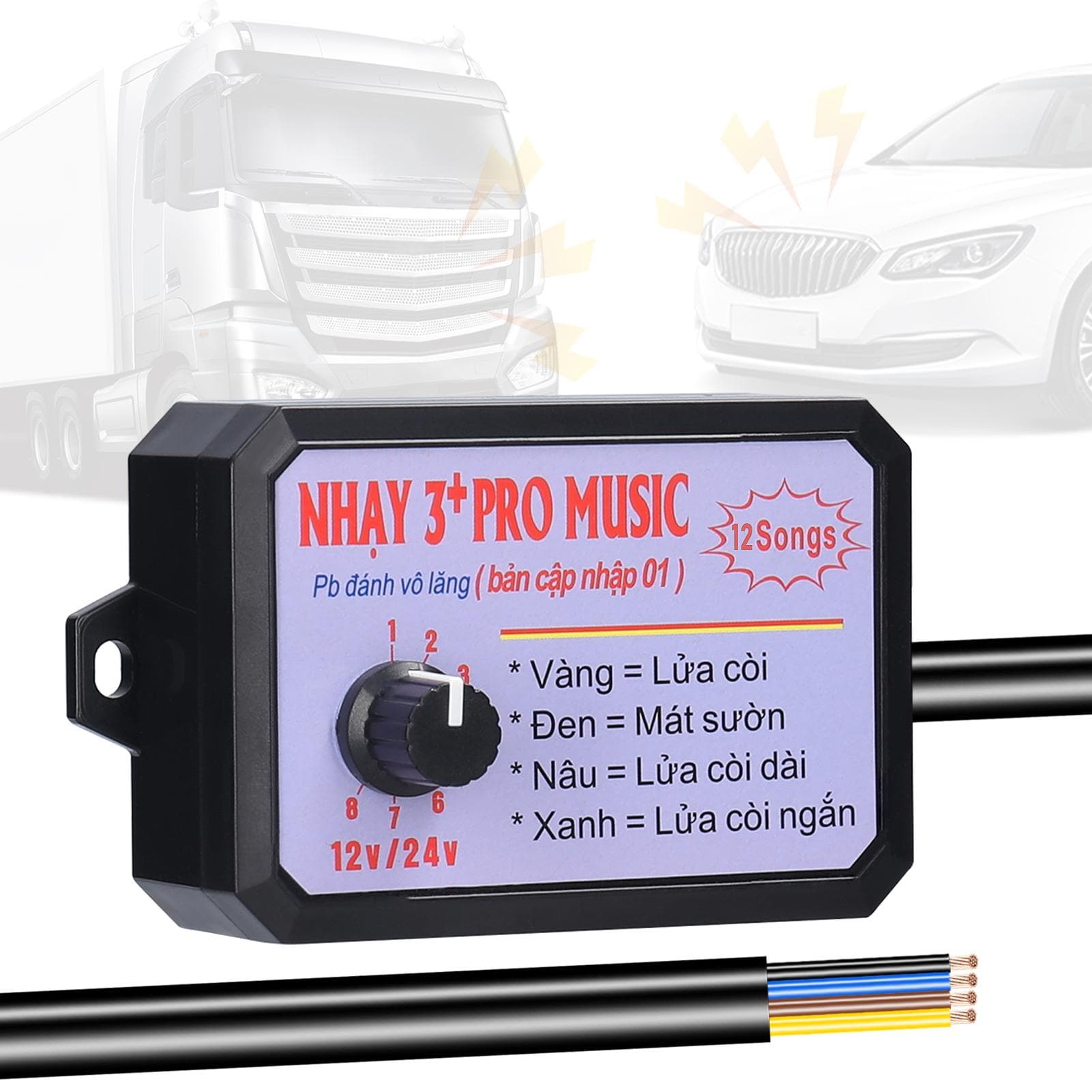 Car Horn Controller Electric Horn Speaker Sound Control Unit with 12 Sound Effects Switching 12-24V