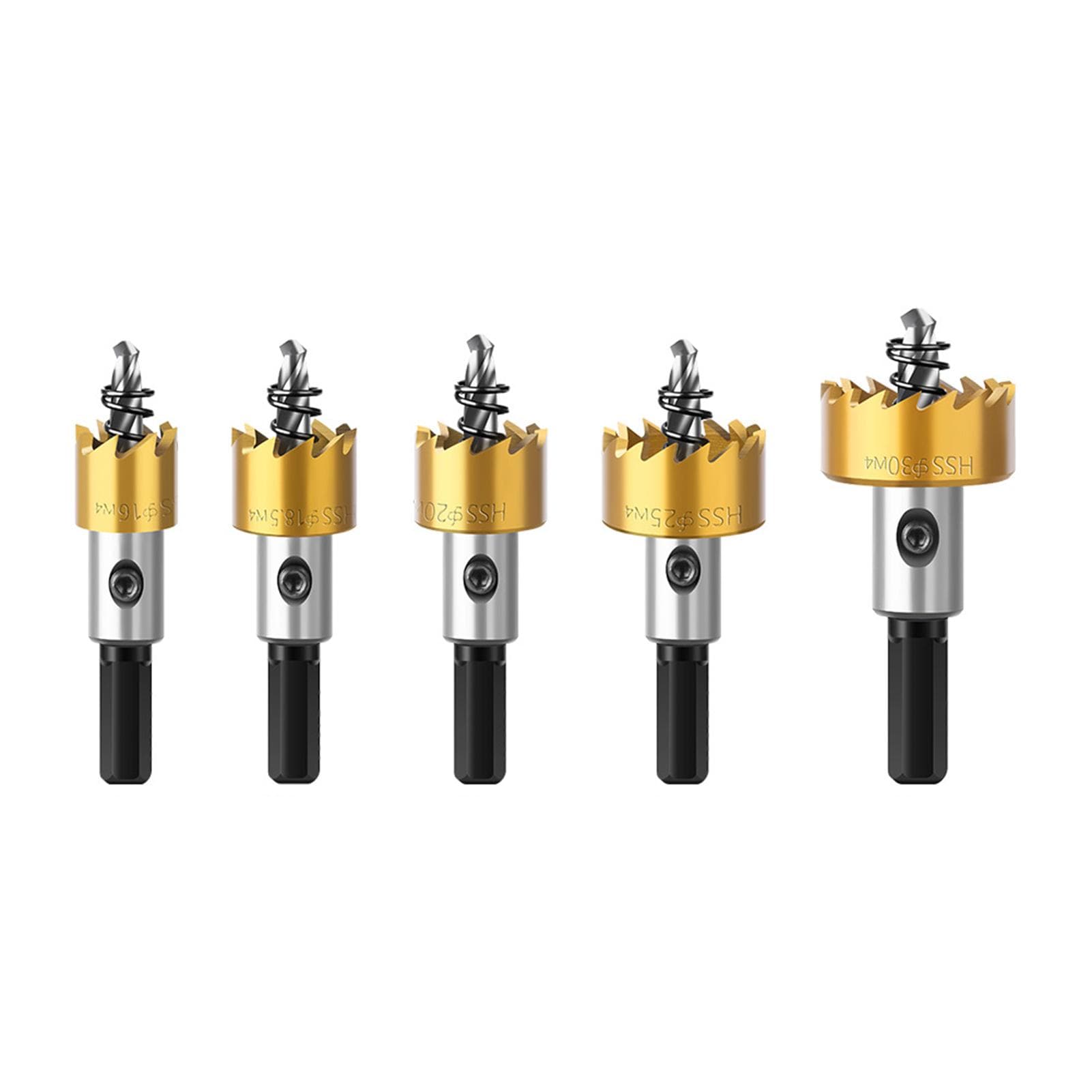 5Pcs Carbide Tip HSS Drill Bit Hole Opener High Speed Steel Hole Saw Cutter Drill Bits Stainless 5 Pcs
