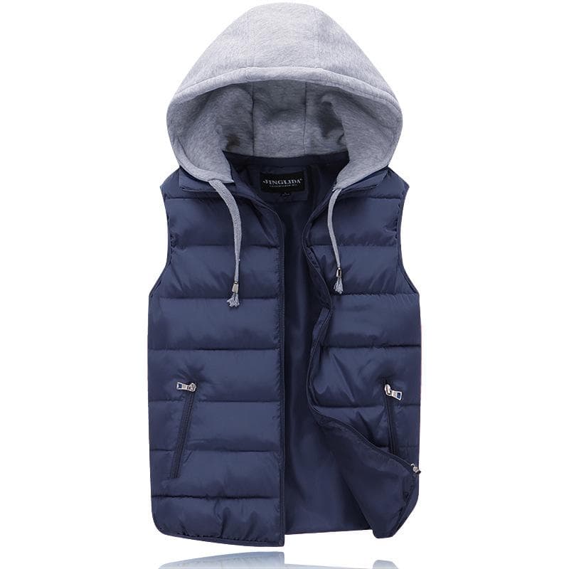 Warm Hooded Vest Coat for Women Men Couples Thicken Sleeveless Waistcoat 4XL ultramarine blue