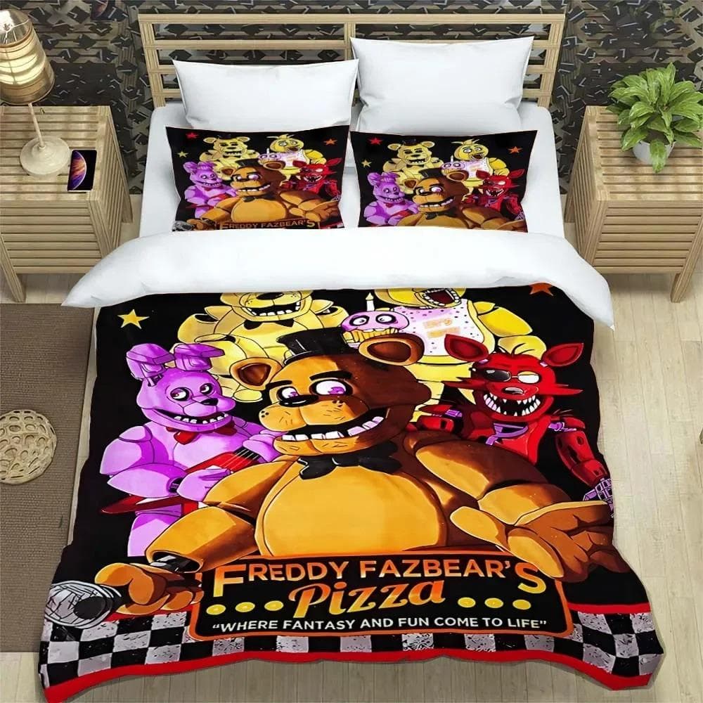 F-Five-Nights At Freddy´s FNAF Bedding Sheet Set King Twin Double Boys Bedding Mircofiber or Polyester Duvet Cover EU single(135x200cm)