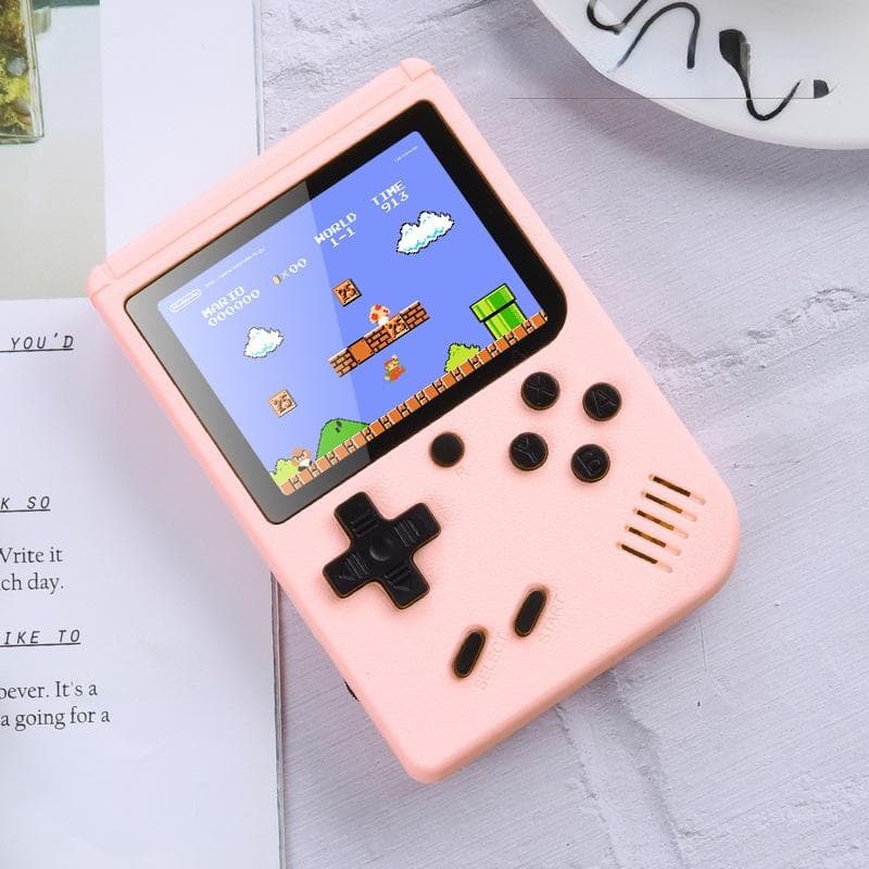 Macaron Mini Retro Handheld Game Console 500 In One Game Double Children's Home TV Nostalgic 10cm by 14cm by 5cm pink