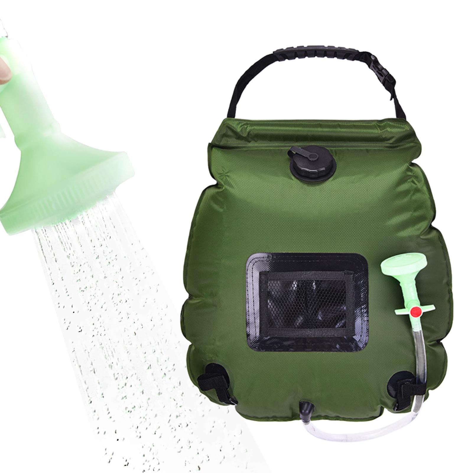 20L Solar Shower Bag Outdoor Portable Solar Heating Shower Bag for Camping Hiking Traveling Beach army green
