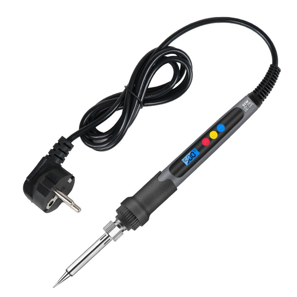 Soldering Iron Digital Display Electronic Soldering Iron Portable Adjustable Temperature Soldering EU-plug black