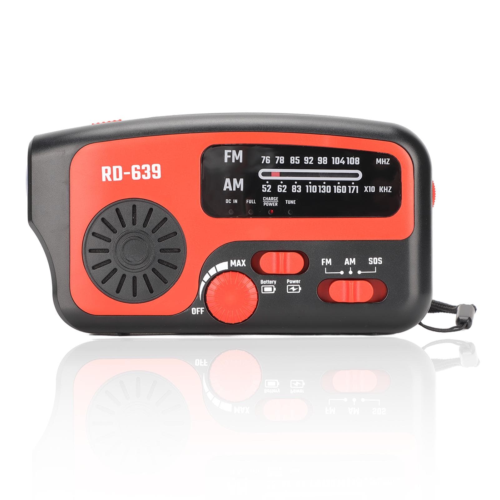 Hand Crank Radio SOS Alarm Multi Charging 1200mAh Power Bank AM FM Emergency Solar Weather Radio