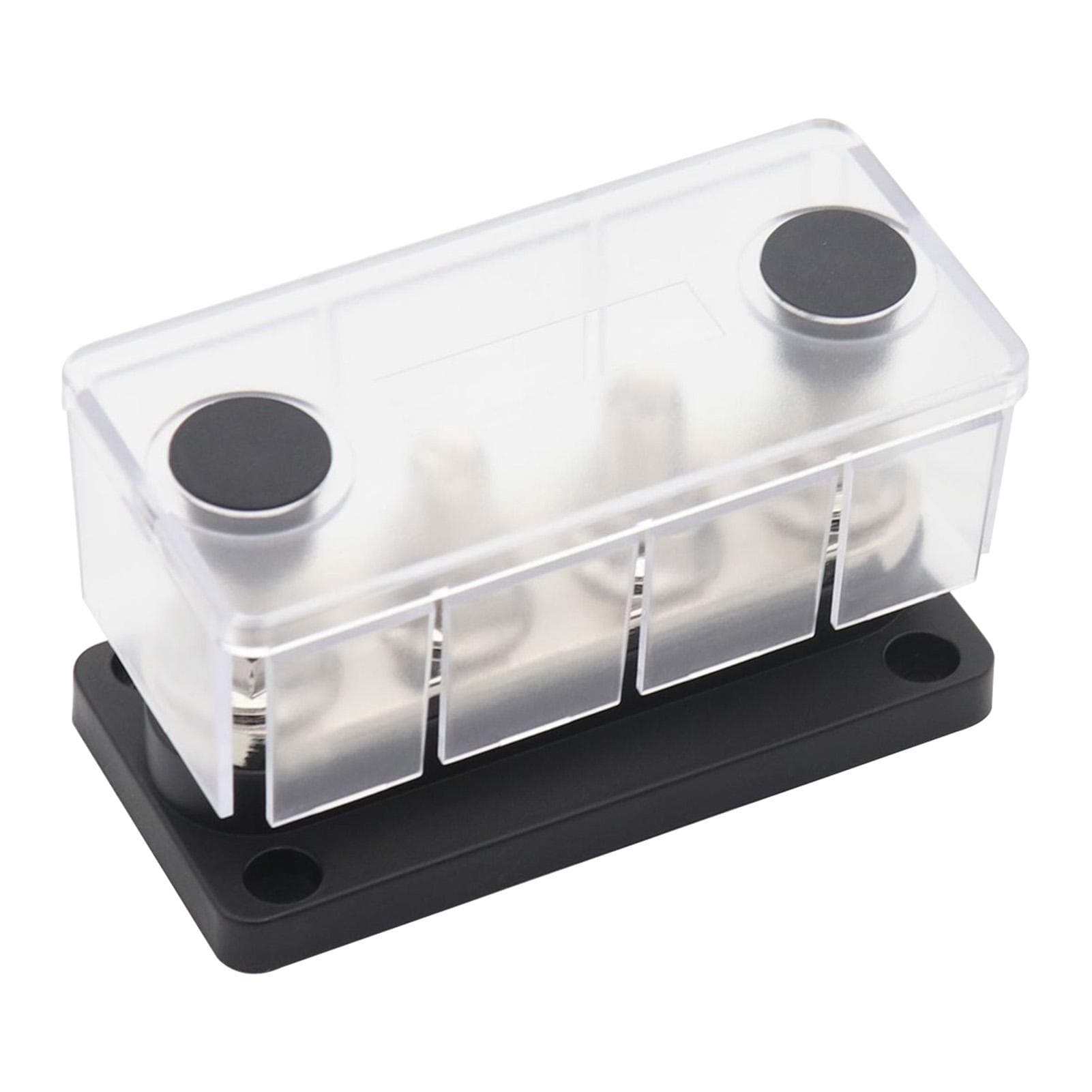 300A Power Distribution Block Bus Bar 4 x 3/8 48V DC Busbar Box with Transparent Cover black