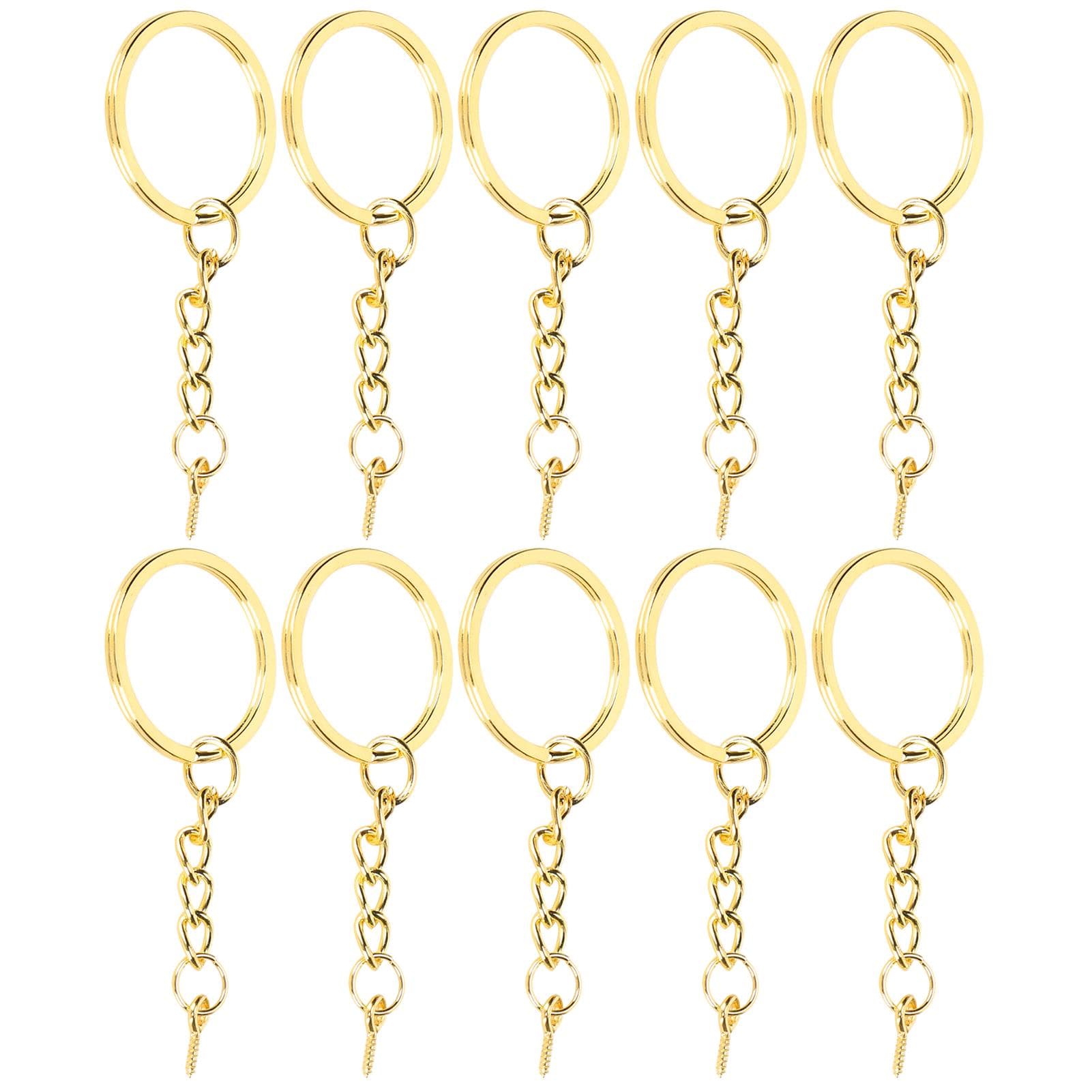 10pcs Key Ring Alloy Key Chain Ring Parts with Screw Eye Pin Connector DIY AccessoriesGold 25mm / gold