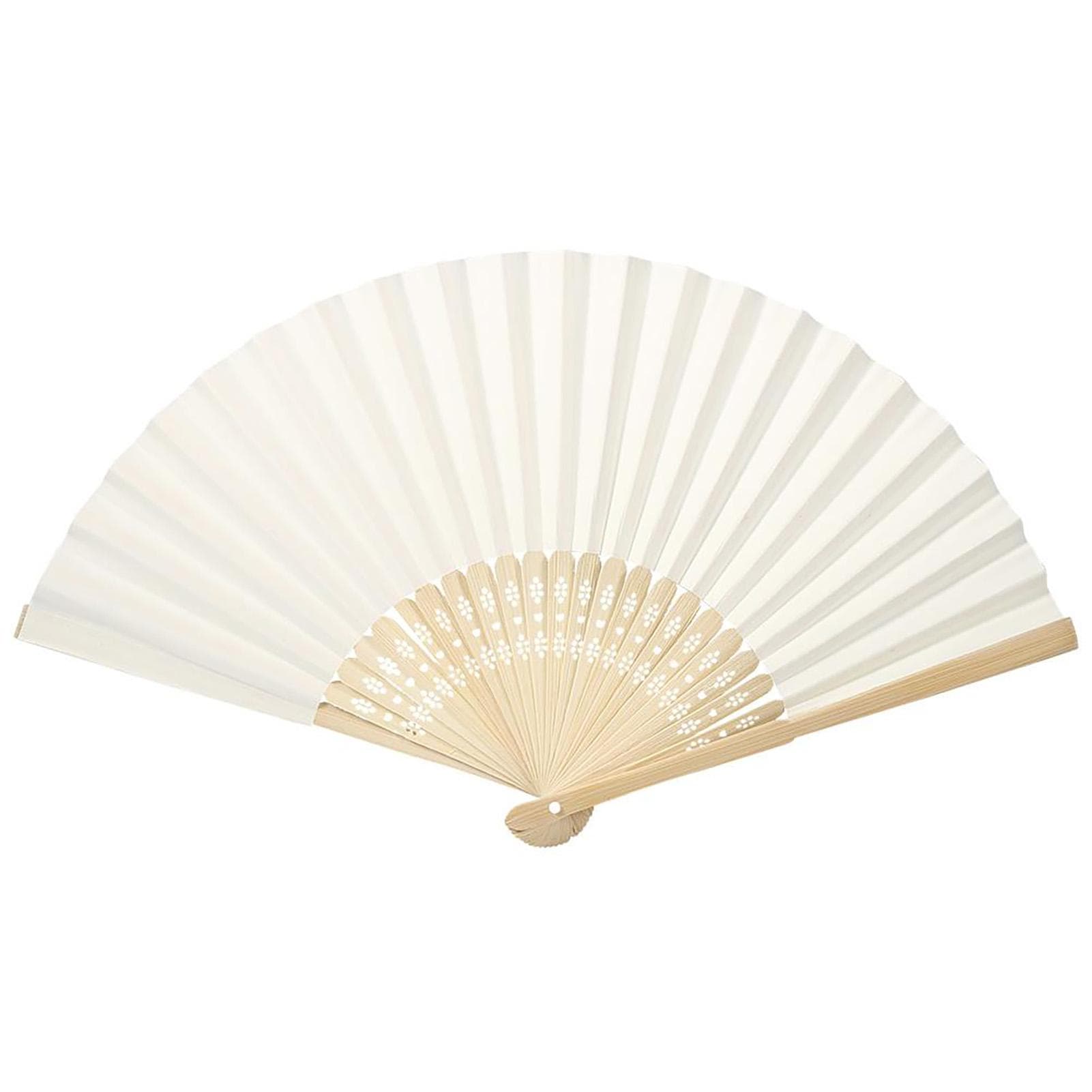 Chinese Folding Bamboo Ribs Fan DIY Blank Paper Fan Wedding Shower Party Decor beige