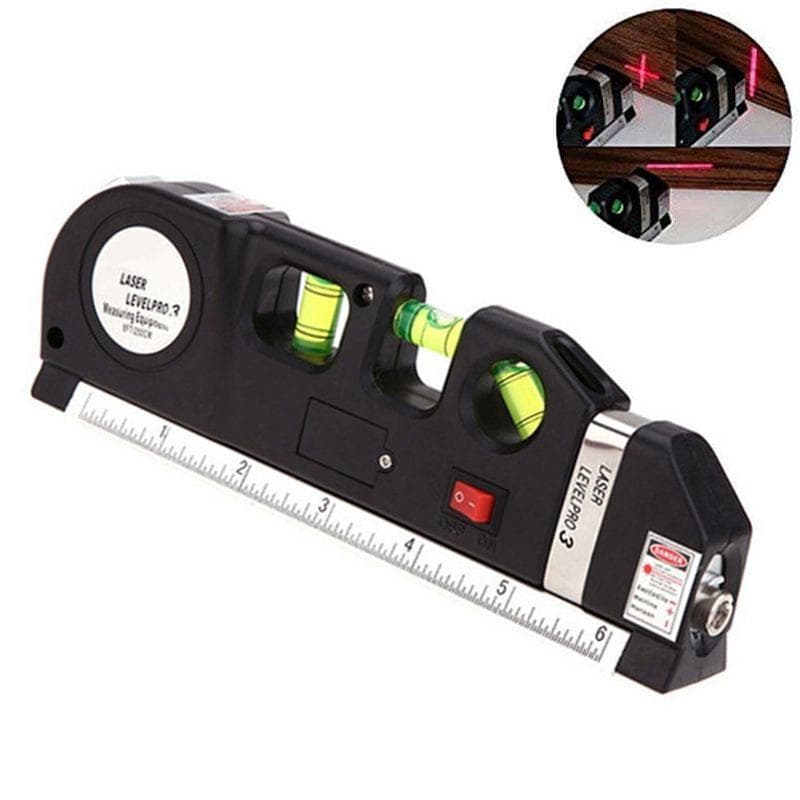 1PCS Laser Level Gauge Metric Ruler Straight Line Horizon Vertical Measuring Tape black