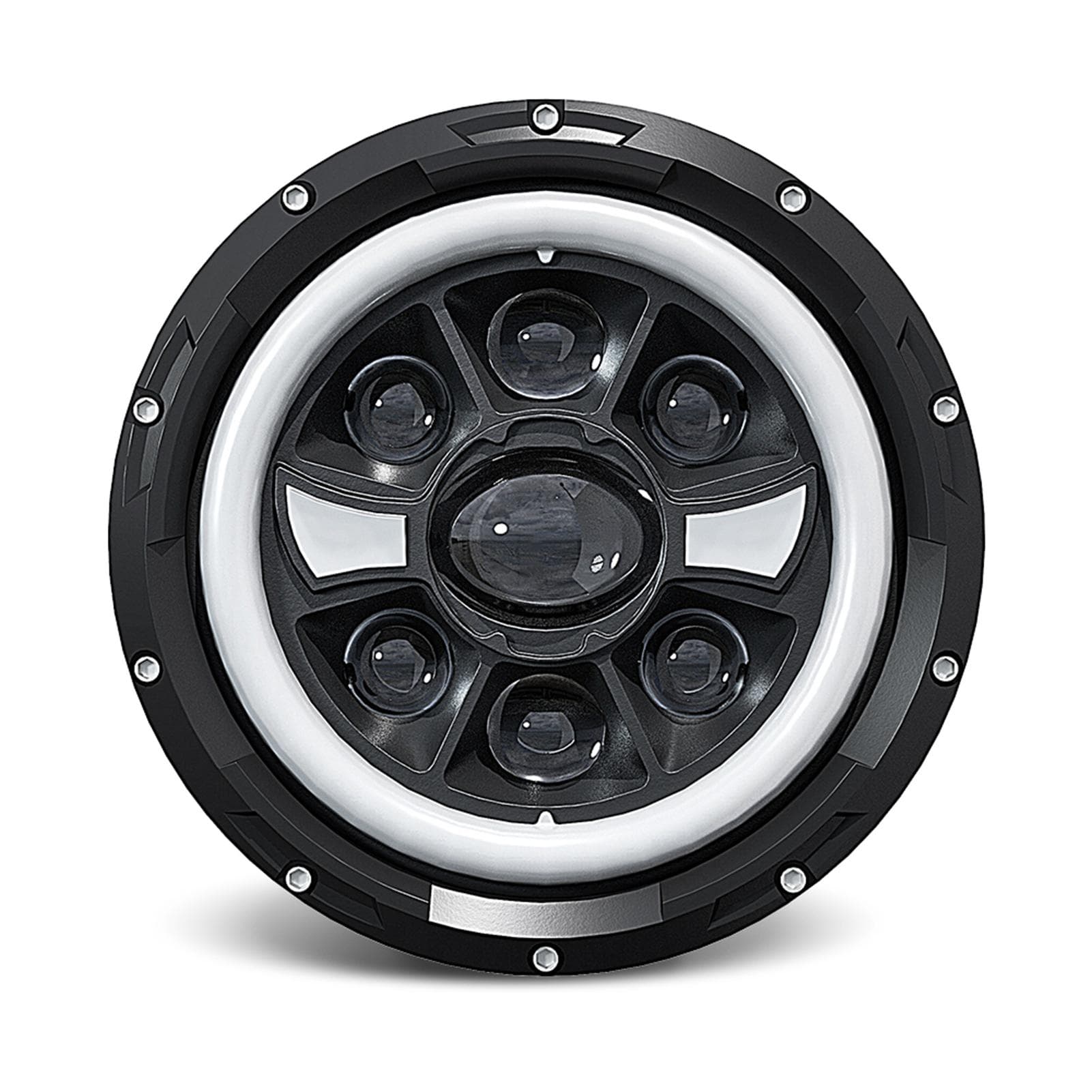7 Inch LED Headlight Round Headlight with HiLo Beam, DRL and Amber Turn Signal for Cars 1 Piece black