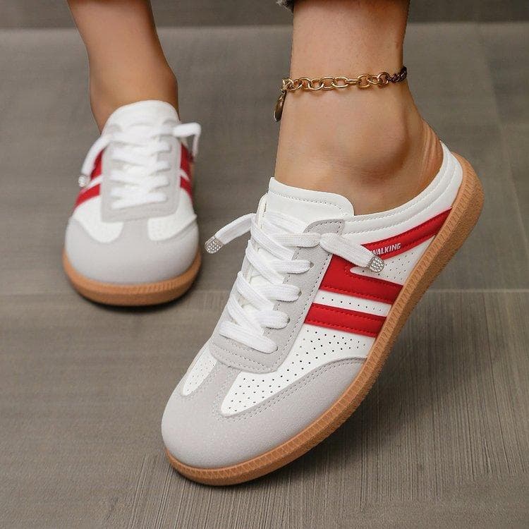 Women's Lightweight Soft Bottom Backless Slip-On Sandals Arrivals Retro Flat Casual Shoes Slip-On Backless Mule Sandals 41 red
