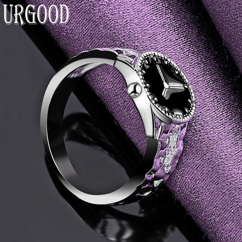 925 Sterling Silver Watch Ring Fashion Jewelry 9#