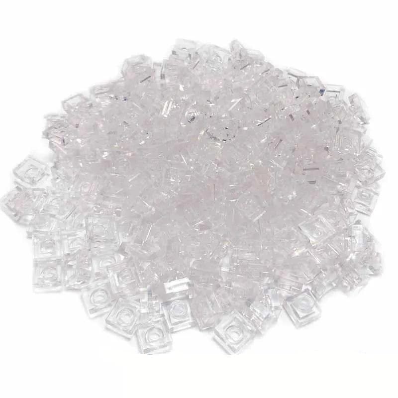 100pcs Transparent 1X1 Thin Brick Small Particles Building Blocks Transparent Parts Two-Dimensional Code Educational Children Bricks Assemblage Toy transparent white