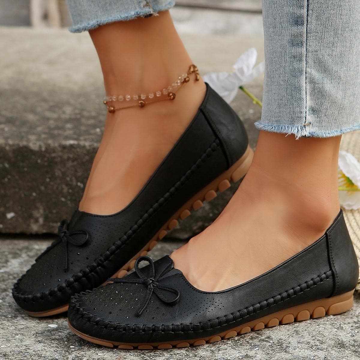 Women's Shoes 2025 New Slip on Women's Flats Casual Round Toe Flat Shoes Women Breathable Loafers Shallow Comfort Shoes Ladies 40