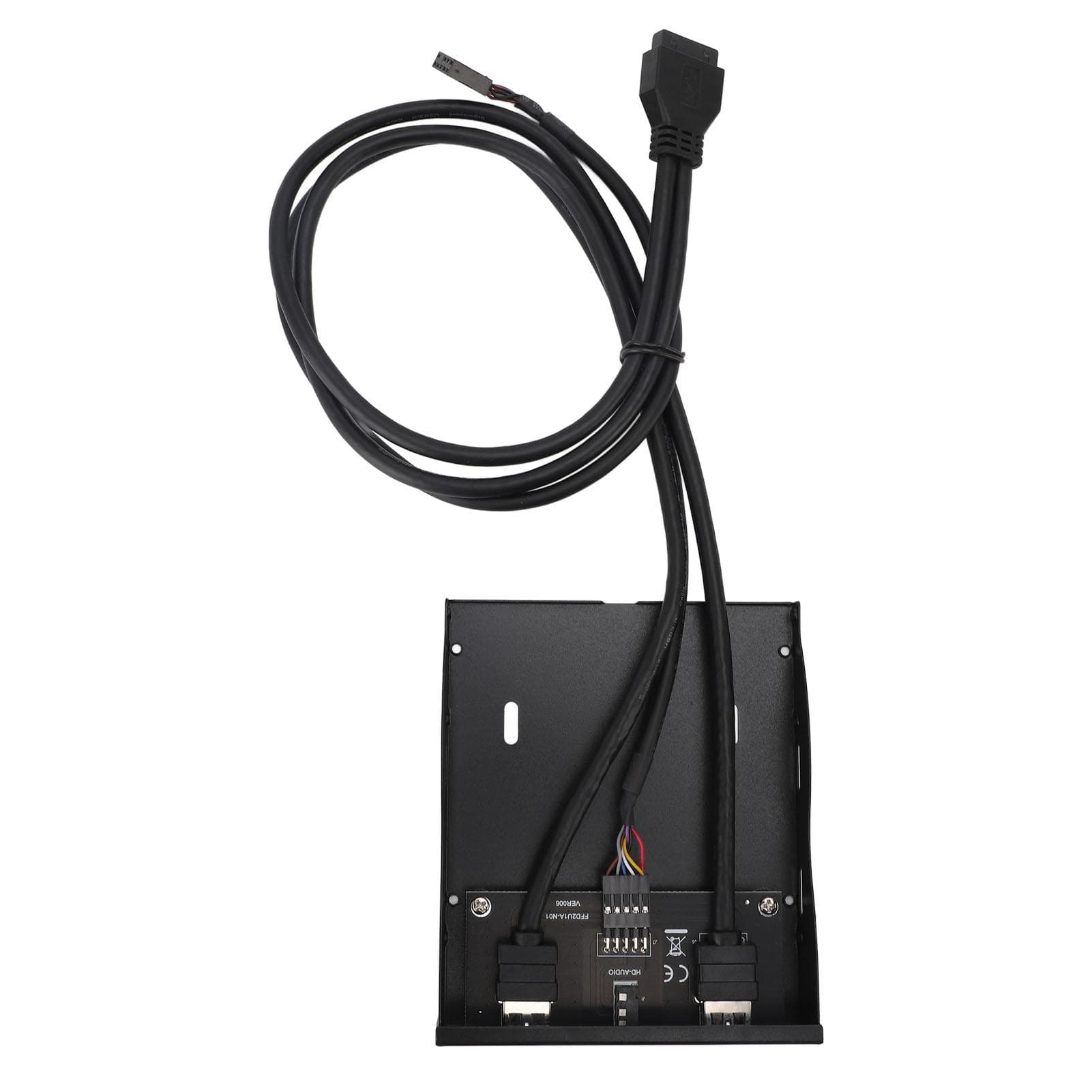 Floppy Panel 3.5in 19PIN to 2 Ports USB A 1 HD Sound Port Hub Metal Front Panel with Headphone