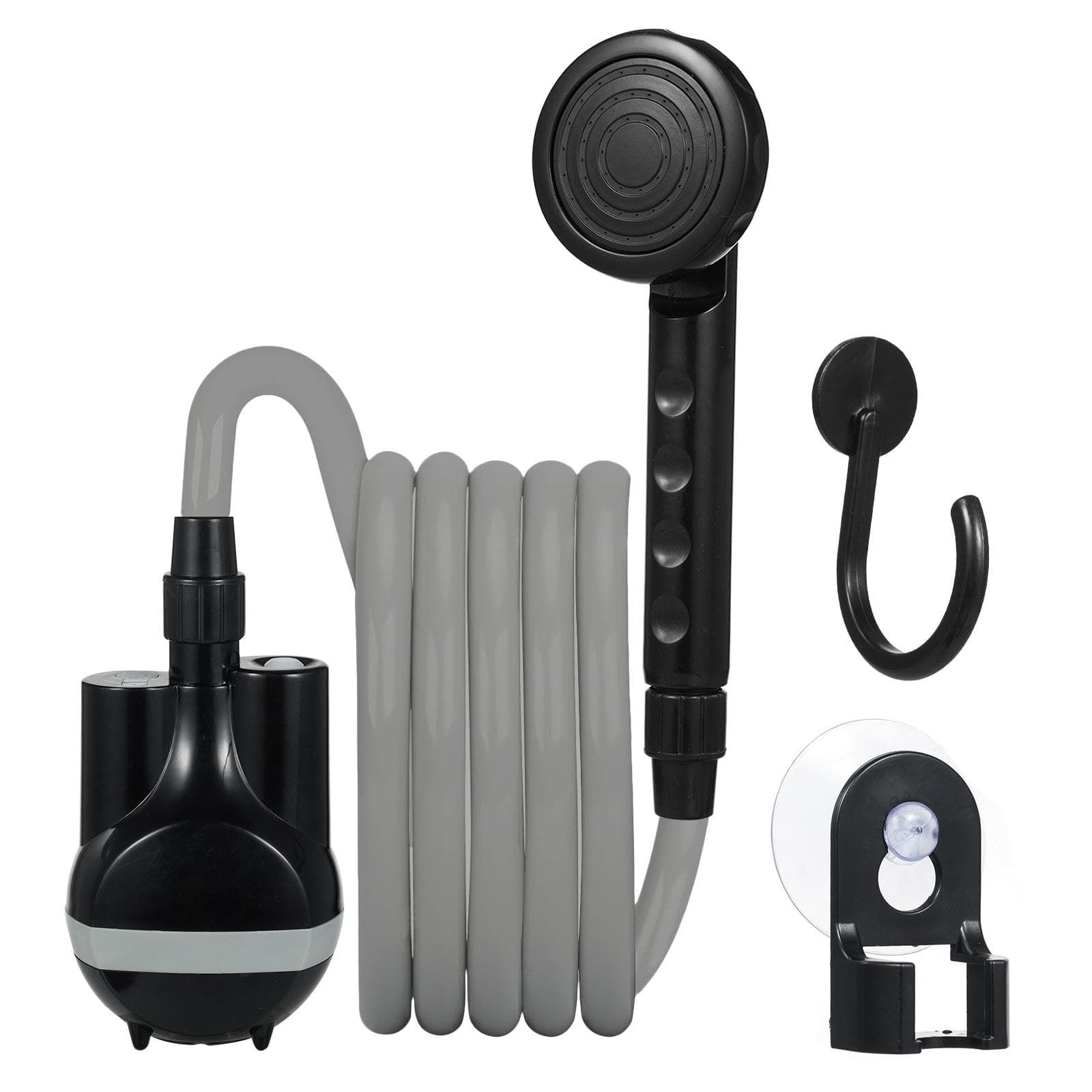 2024 Portable Camping Shower OutdoorIndoor Electric Shower with Water Switch, 2200mAh Type-c 21x21x7cm grey