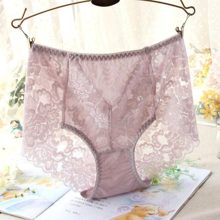 Ladies Sexy Mesh Panties High-waist Seamless Lace Underwear Briefs Transparent Silk Women Cotton Health Knickers Lingerie XXXL XXXL&1pc pink