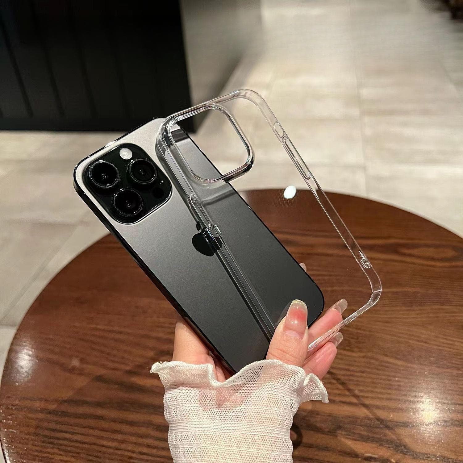 Applicable To IPhone15 Mobile Phone Case PC High Translucent Hard Case 14promax Simple 11 Protective Case iPhone 15Plus