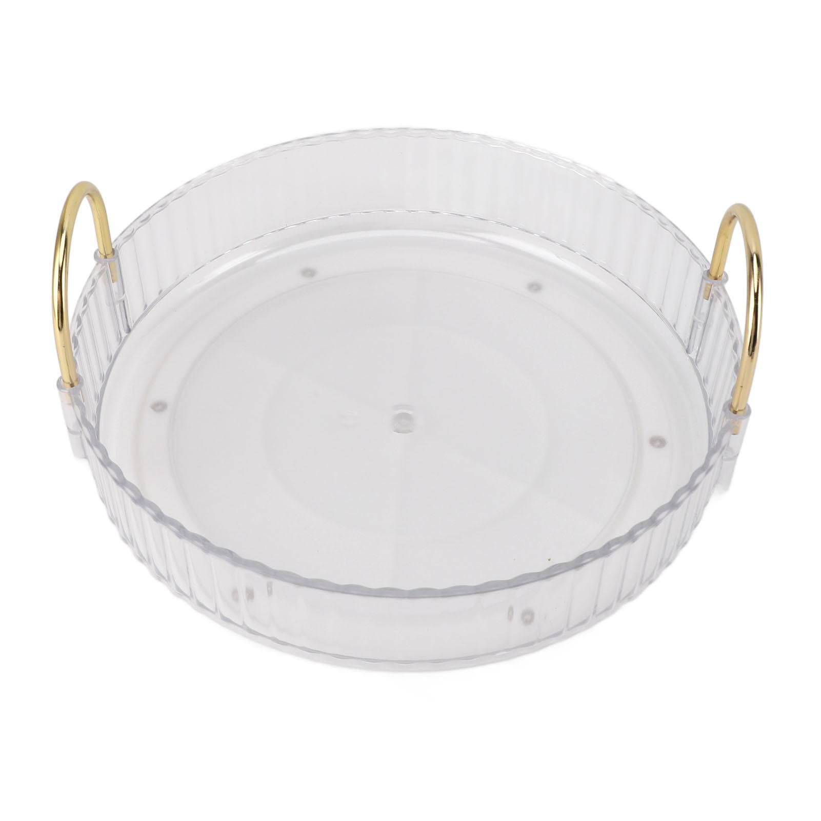 Round Storage Tray 360 Degree Rotating Waterproof Clear Desktop Organizer Display Tray with Dual white