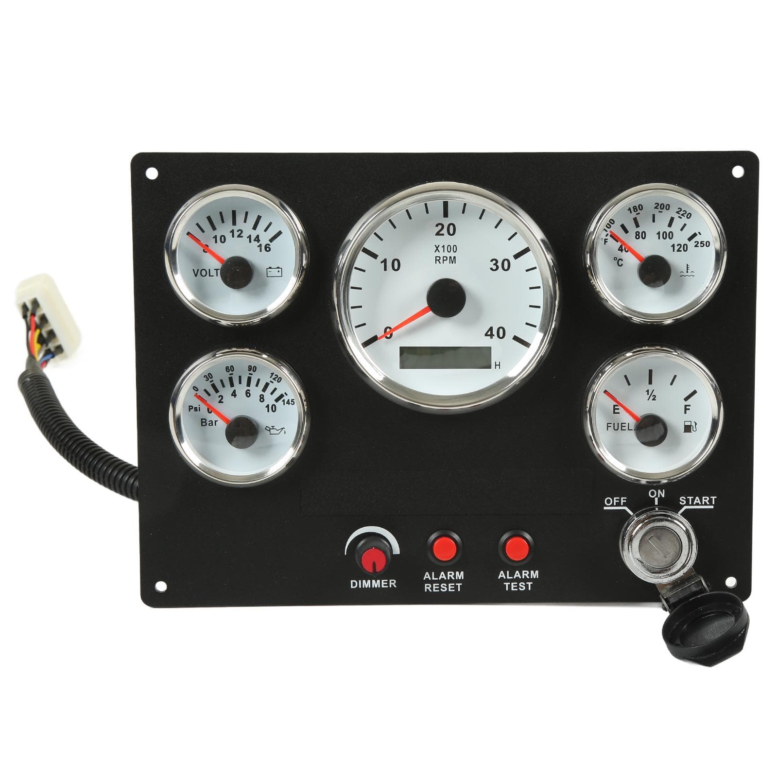 Boat Instrument Panel 4000RPM Tachometer Fuel Level Water Temperature Oil Pressure Meter Voltmeter