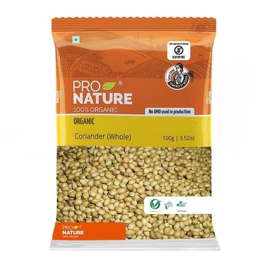 Pro Nature 100% Organic Coriander Whole, - 100 Gm