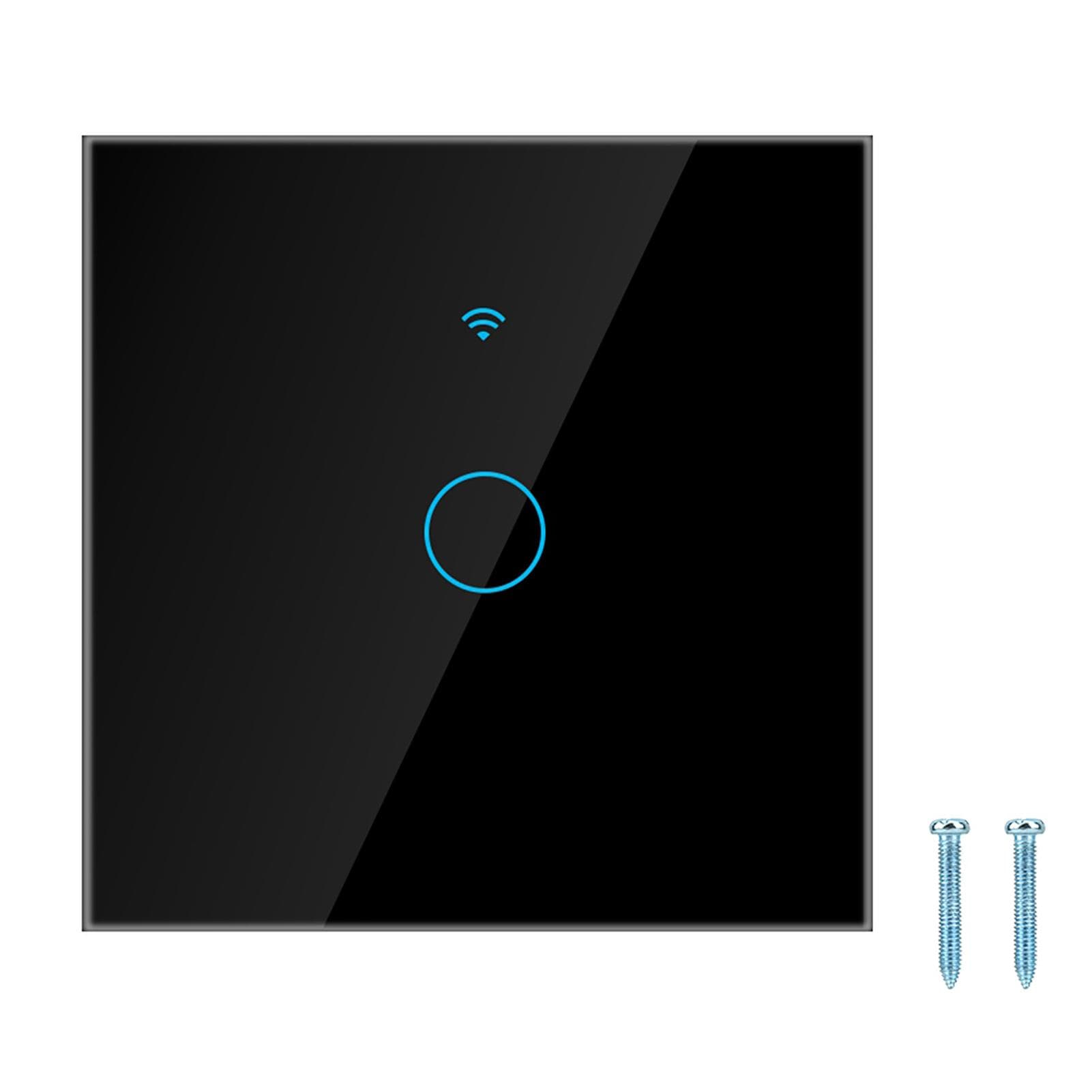 WiFi Touch Screen Switch Single Circle for Alexa Google 1?Way AC (Black ) black