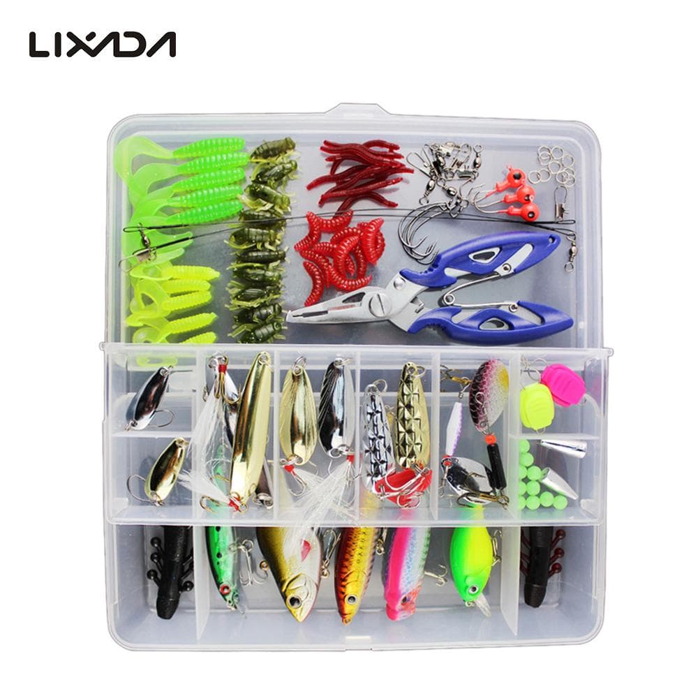 Lixada 73/101/132/232PCS Fishing Lures Tackle Mixed Hard Baits Soft Baits Fishing Accessories 101pcs