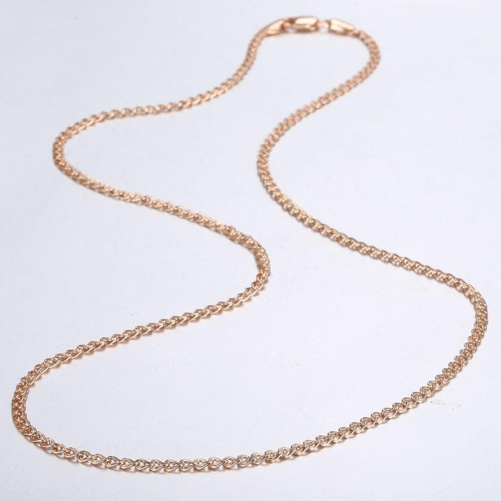 3mm Thin Necklace Ladies Girls 585 Rose Gold Link Necklace Ladies Jewelry Valentine's Day Gift 50cm 60cm GN462 60cm
