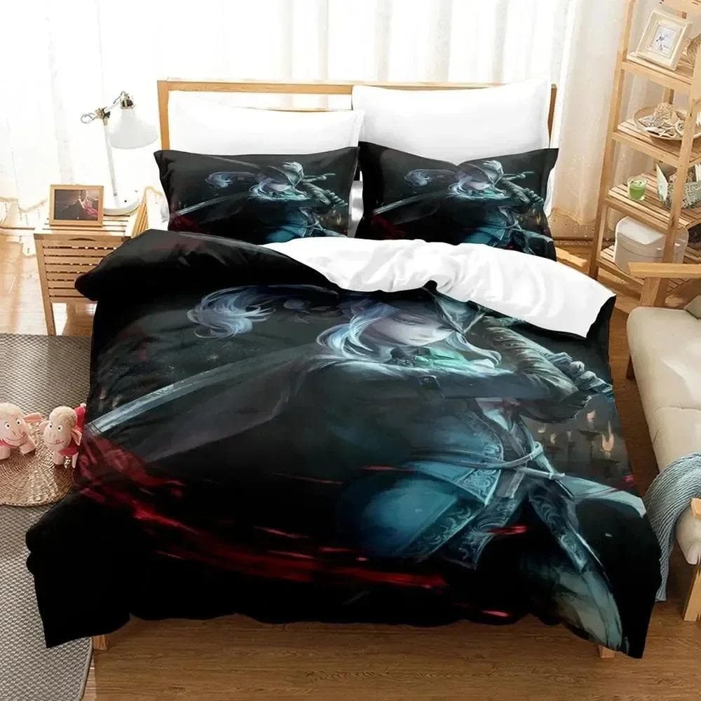 3D Print Game Lady Maria Bloodborne Bedding Set Duvet Cover Bed Set Quilt Cover Pillowcase Comforter king Queen Size Boys Adult 135x200cm 2pcs