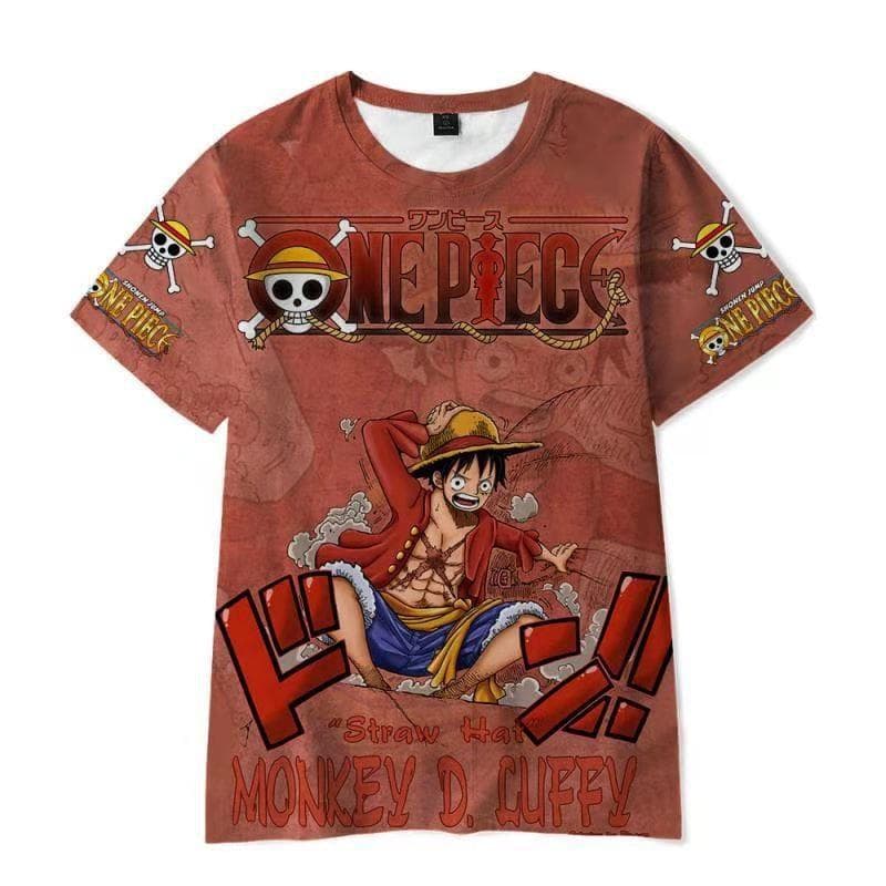 New One Piece Series Men's and Women's Summer Casual T-shirt 3D Digital Printed Short Sleeved T-shirt M