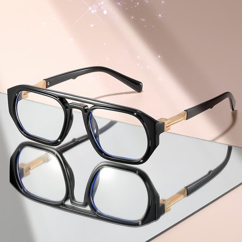 New minimalist double beam flat glasses with metal links classic pilot style lightweight and trendy