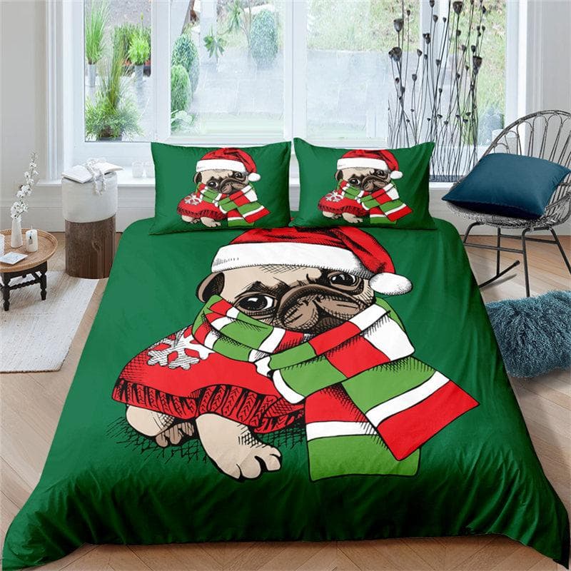 Cartoon Santa Claus Bedding Set King Queen Size Microfiber Christmas Dogs 3D Print Duvet Cover For Kids Pillowcases Home Textile EU single(135x200cm)