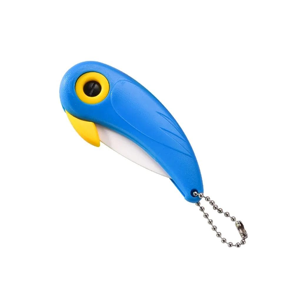 1PC Portable Fold Ceramic Knife Mini Vegetable Kitchen Cutter Peeler Multifunctional Bird Picnic Lunch Cut Slice Fruit Cutlery blue