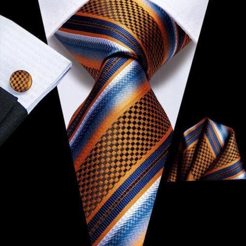 Hi-Tie Mens Silk Necktie Set Striped Paisley Solid Tie Pocket Square Cufflinks N-3394