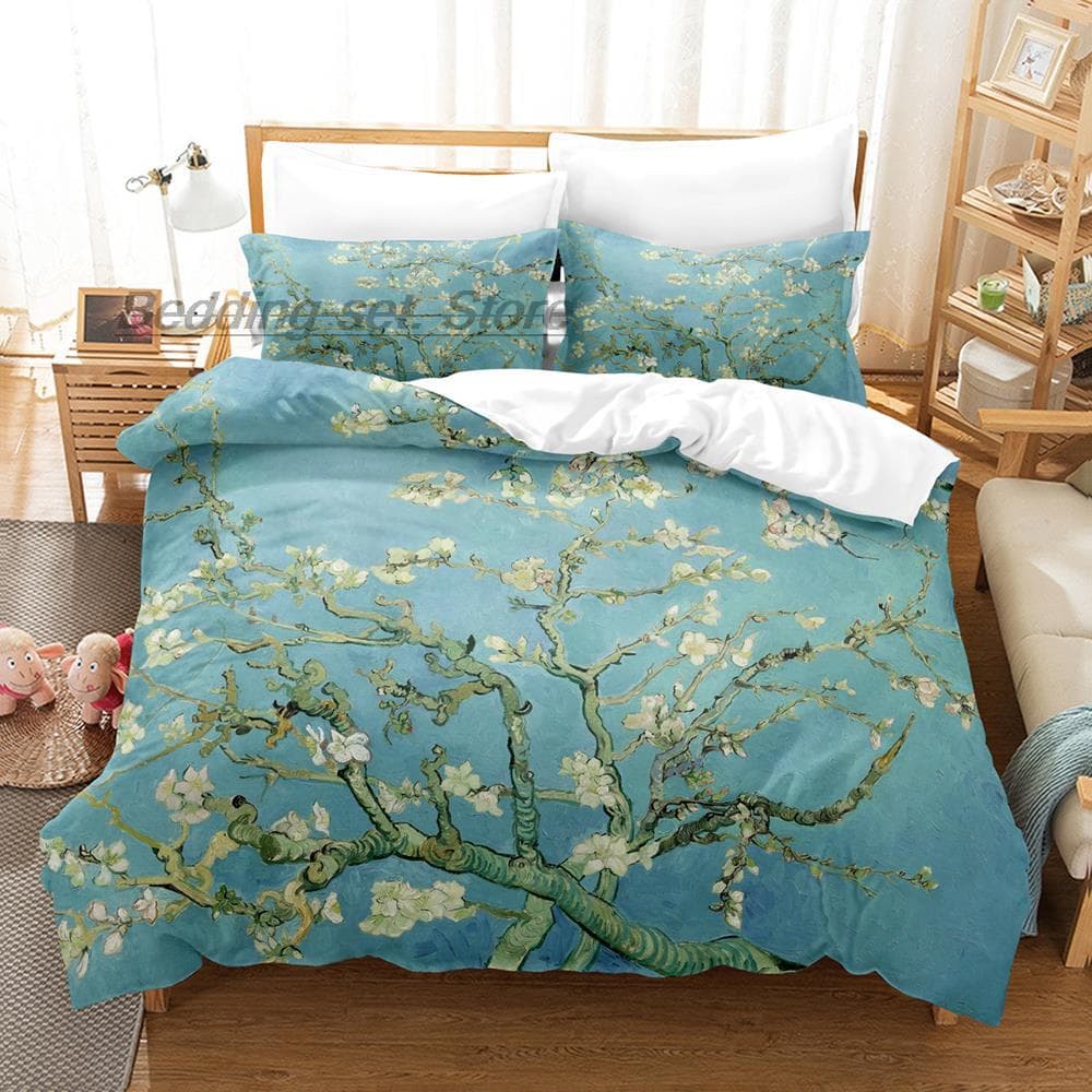 Van Gogh Bedding Set Single Twin Full Queen King Size Bed Set Aldult Kid Bedroom Duvetcover Sets 3D retro classic bed sheet set AU Double(180x210cm)
