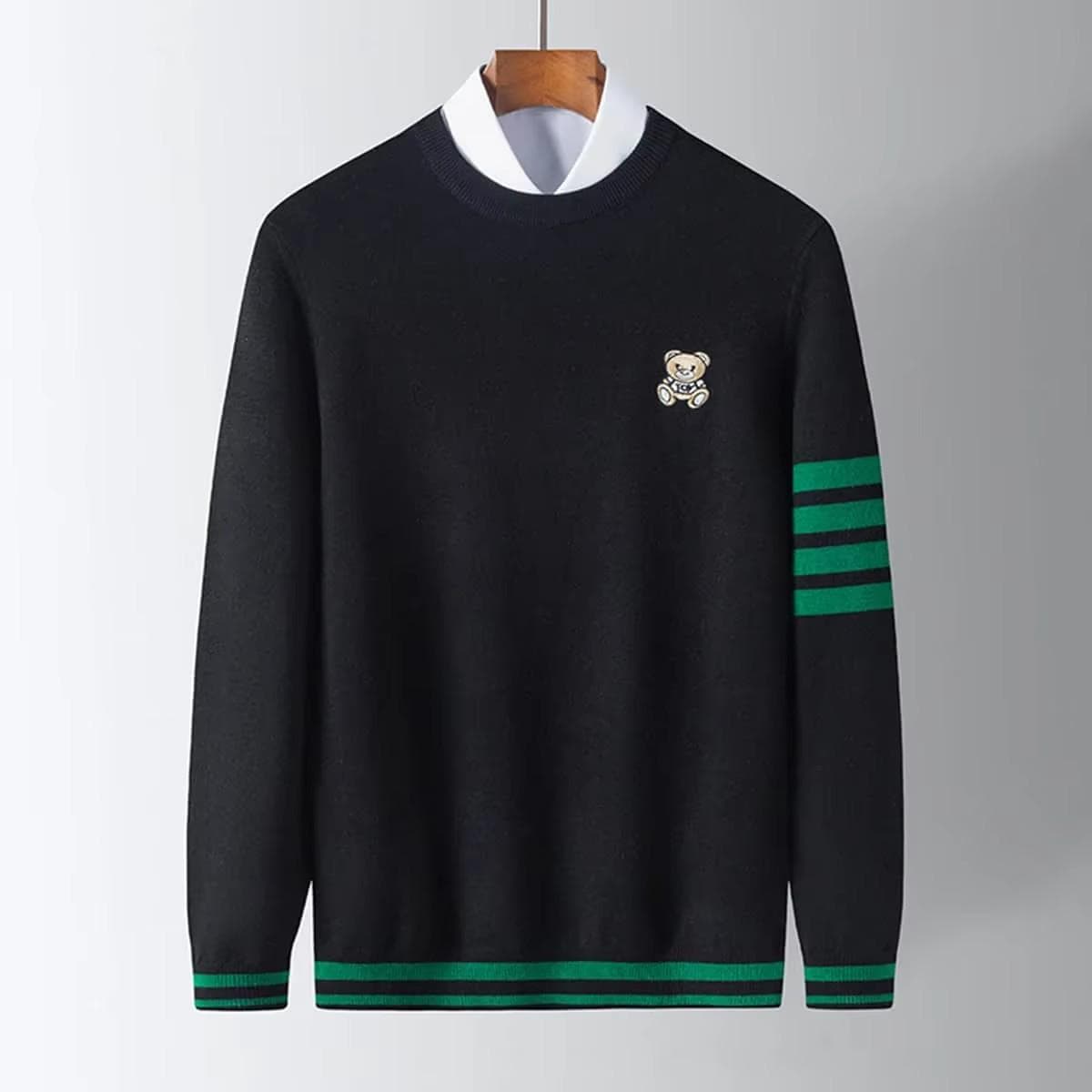 2025 Autumn Winter Men Mock Neck Pullovers Men Casual Knitted Sweater Men Knit Pullover Tops Male Knitwear Sweaters L black
