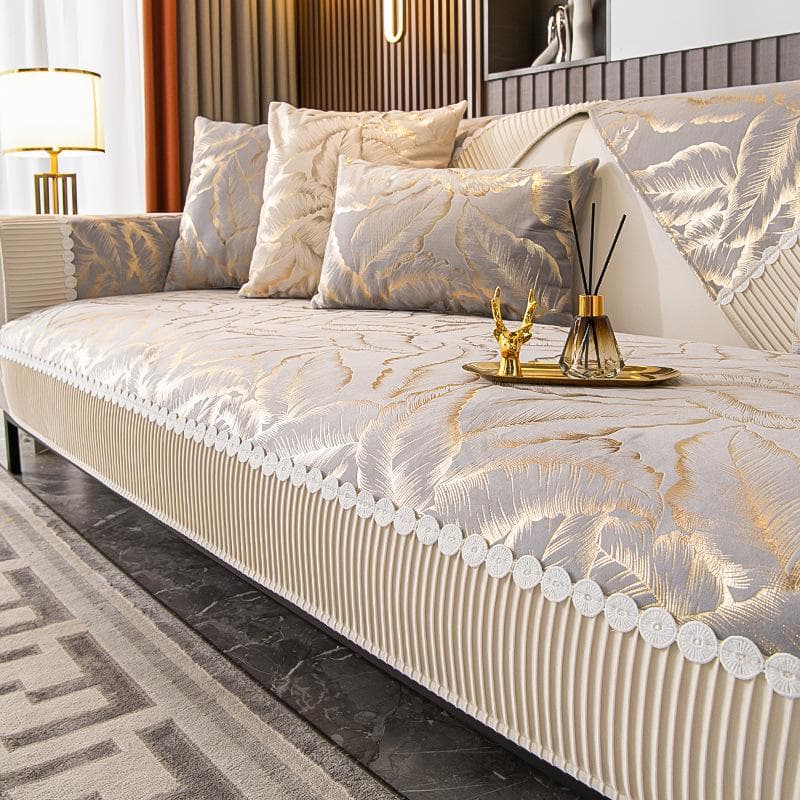 Luxury Europe Sofa Cover Seat Cushion Non-slip Plush Jacquard Couch Cover Sofa Towel Modern Leather Universal Sofa Protection 90x240cm 1pcs