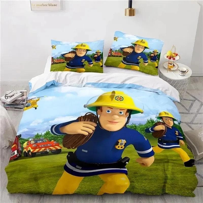 Cartoon Fireman Sam Toys Bedding Set Duvet Cover Bed Set Quilt Cover Pillowcase Comforter king Queen Size Boys Adult Bedding Set 70x133cm 2pcs