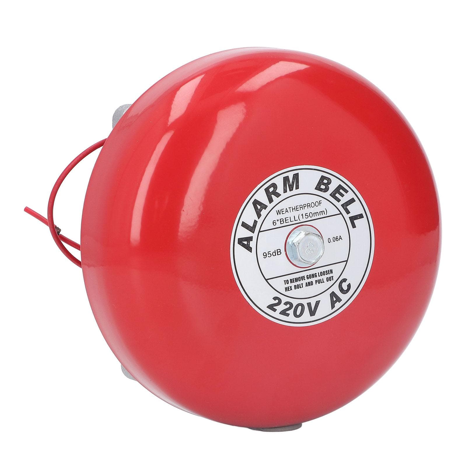 Fire Alarm Bell Electric Metal Round 6in 95db 220V Accessory for Home Hotel Boat