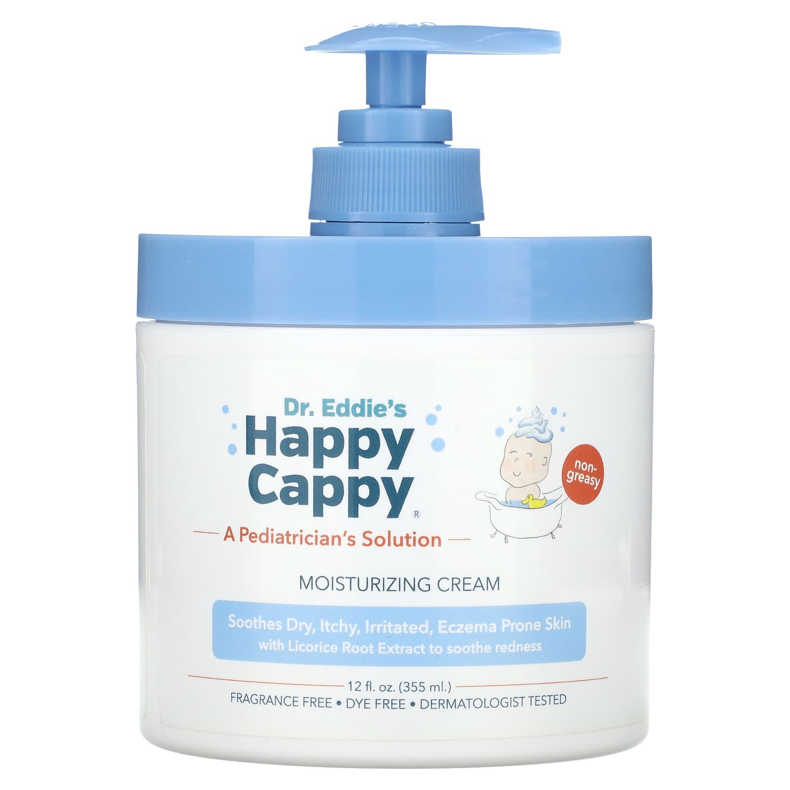 Happy Cappy, Moisturizing Cream, Fragrance-Free, 12 fl oz (355 ml)